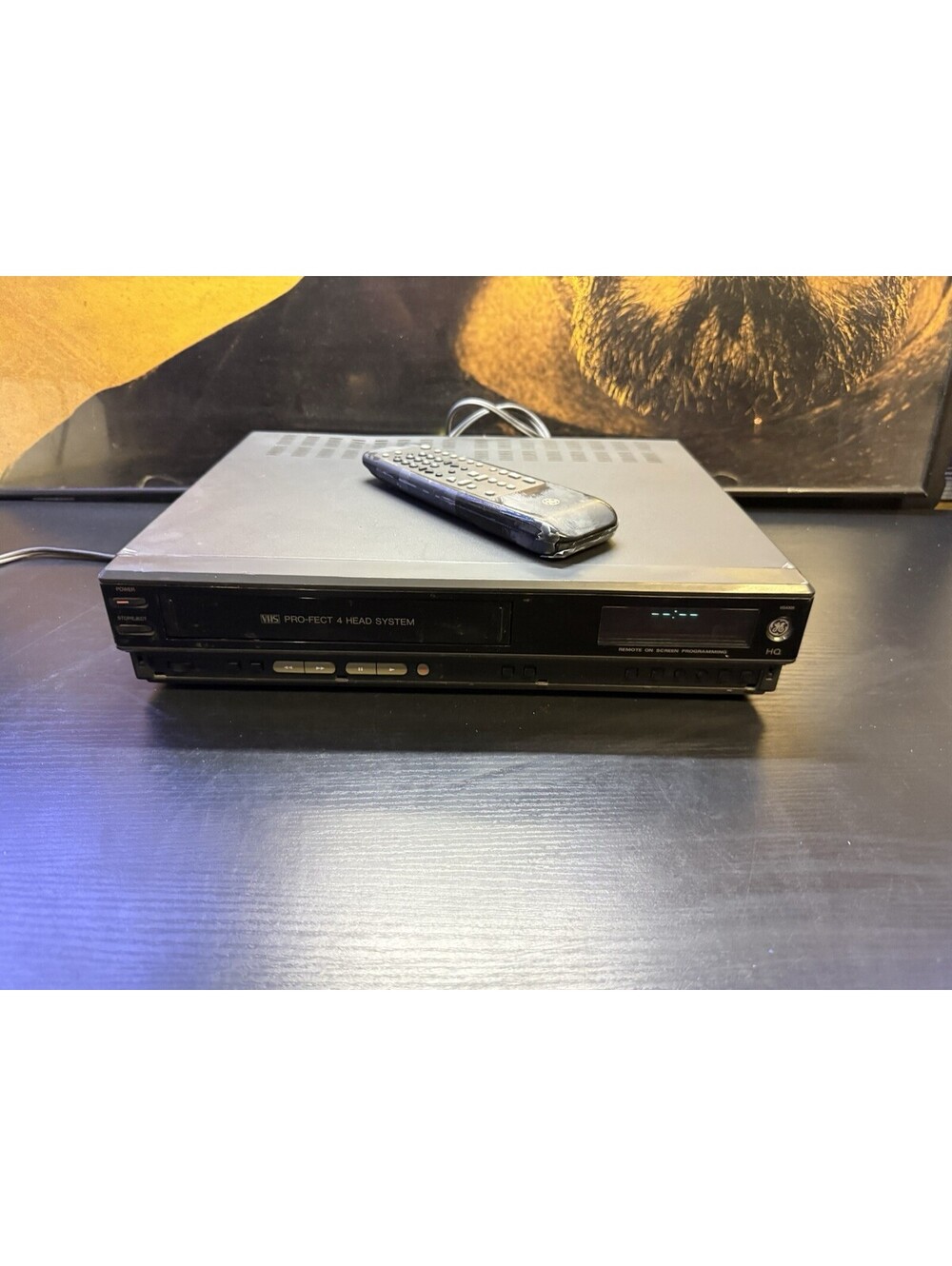 GE Pro-Fect 4 Head VHS VCR Player Recorder HQ w/ OEM Remote Tested Working